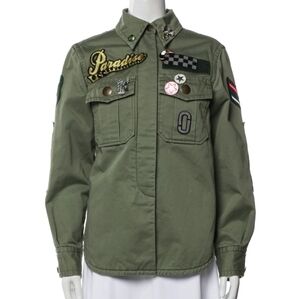 Michael Kors Olive Green Utility Jacket with Embroidered Badges